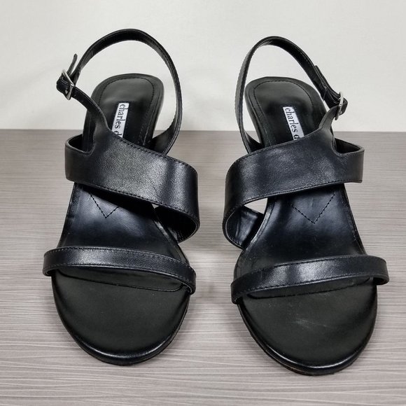 Charles David Carmina Slingback Sandal, Black Leather, Womens Various Sizes - Picture 2 of 9
